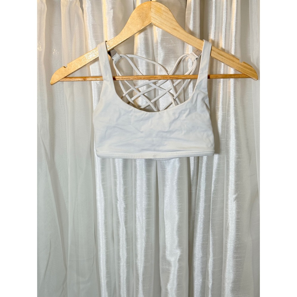 Lululemon Free To Be Wild Sports Bra Womens White Strappy Back Yoga Bra